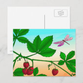 Aardbeien en de dragonvliesdruk briefkaart (Voorkant / Achterkant)