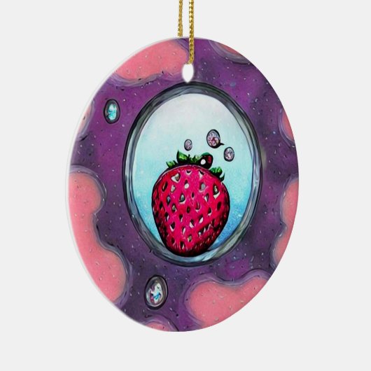 Aardbeien en diamanten keramisch ornament (Rechts)
