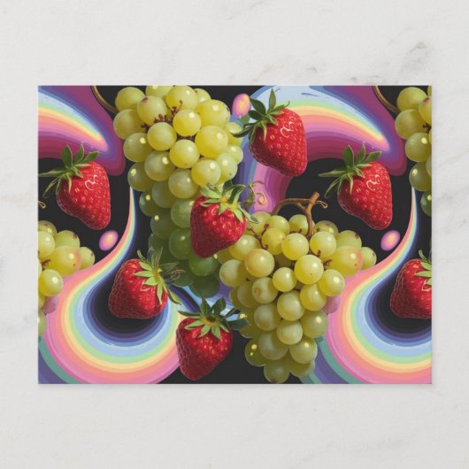 Aardbeien en druiven Fruit Swirl Briefkaart (Voorkant)