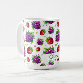 Aardbeien en druiven. Kleurrijke bessen Koffiemok (Voorkant links)