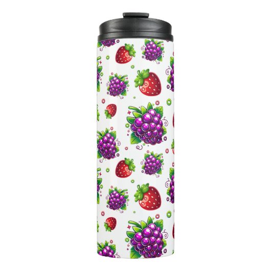 Aardbeien en druiven. Kleurrijke bessen Thermosbeker (Voorkant)