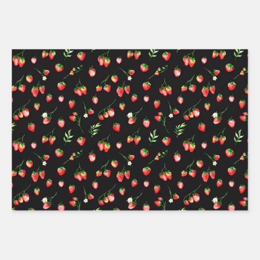 Aardbeien en Duivels Patroon Inpakpapier Vel (Voorkant 3)