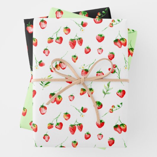 Aardbeien en Duivels Patroon Inpakpapier Vel (In situ)