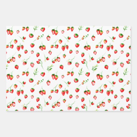 Aardbeien en Duivels Patroon Inpakpapier Vel (Voorkant)