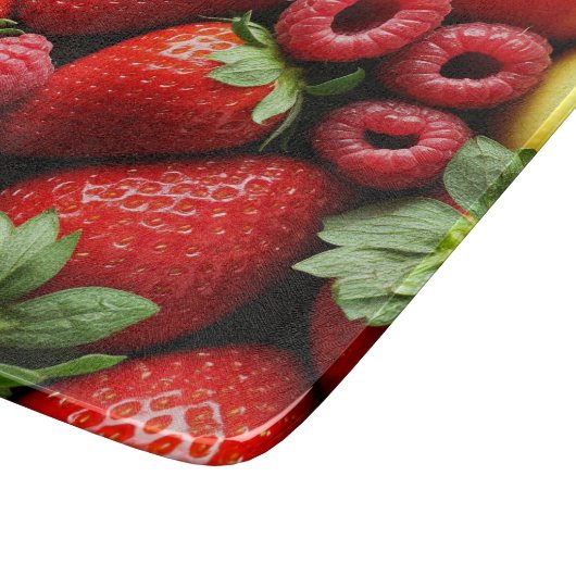 Aardbeien en frambozen snijplank (Hoek)