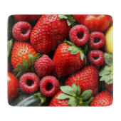 Aardbeien en frambozen snijplank (Voorkant)