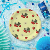 Aardbeien en gele leuke papieren borden papieren bordje (Feest)