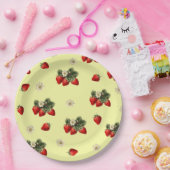 Aardbeien en gele leuke papieren borden papieren bordje (Feest)