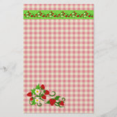 Aardbeien en Gingham Cheques Sweet Briefpapier (Voorkant)