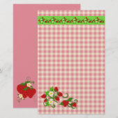 Aardbeien en Gingham Cheques Sweet Briefpapier (Voorkant / Achterkant)