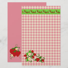 Aardbeien en Gingham Cheques Sweet Briefpapier