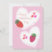 Aardbeien en harten Happy Valentines Day Feestdagenkaart (Voorkant)