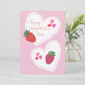 Aardbeien en harten Happy Valentines Day Feestdagenkaart (Staand voorkant)