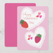 Aardbeien en harten Happy Valentines Day Feestdagenkaart (Voorkant / Achterkant)