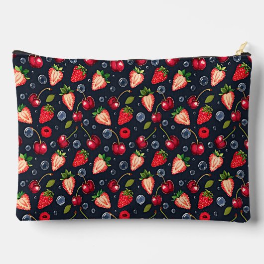 Aardbeien en kersen op een donkere achtergrond etui (Achterkant)