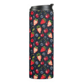 Aardbeien en kersen op een donkere achtergrond thermosbeker (Gedraaid links)
