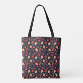 Aardbeien en kersen op een donkere achtergrond tote bag (Achterkant)