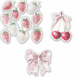 Aardbeien en kersen sticker