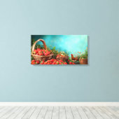 Aardbeien en kippen canvas afdruk (Insitu (Houten vloer))