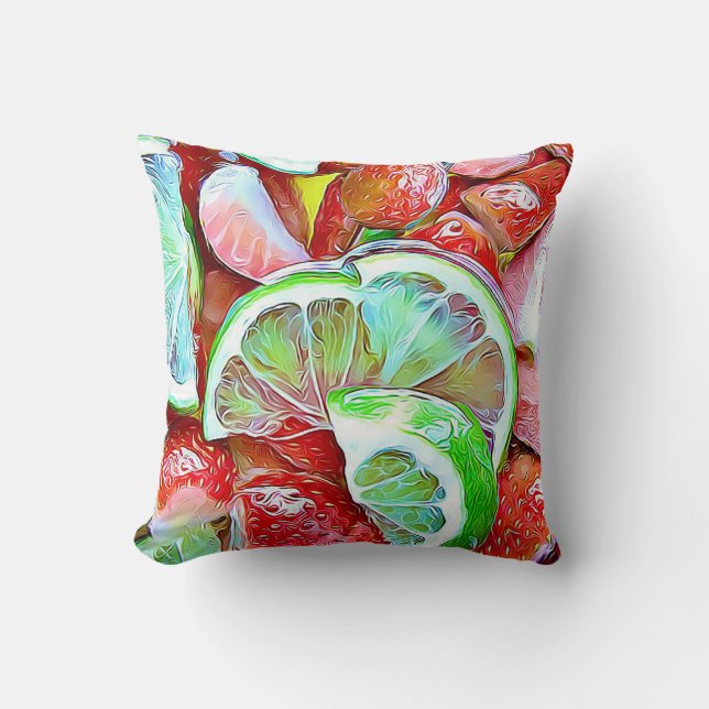 Aardbeien en limoen fruitmix kussen (Voorkant)