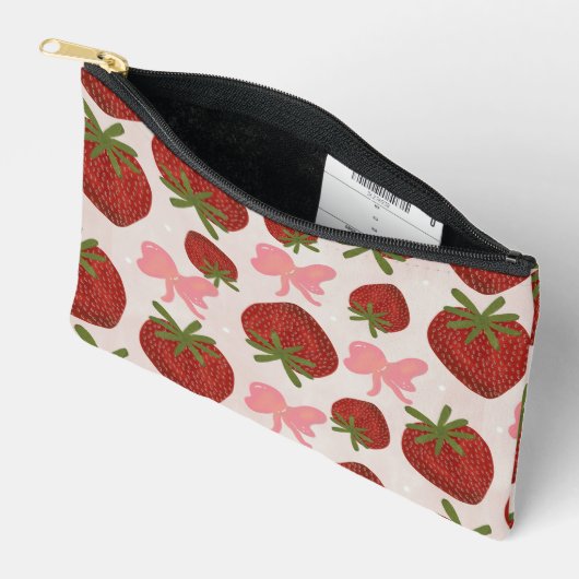 Aardbeien en linten tasje etui (Open)