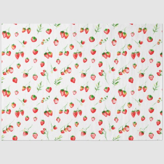 Aardbeien en Madeliefjes Patroon Tissuepapier (Voorkant)