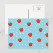 Aardbeien en Polka Dots Blue Briefkaart (Voorkant / Achterkant)