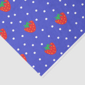 Aardbeien en Polka Dots Dark Blue Tissuepapier (Detail)