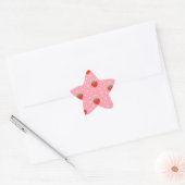 Aardbeien en Polka Dots Pink Ster Sticker (Envelop)