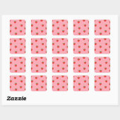 Aardbeien en Polka Dots Pink Vierkante Sticker (Vel)