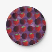 Aardbeien en pruimen rood fruit papieren bordje (Voorkant)