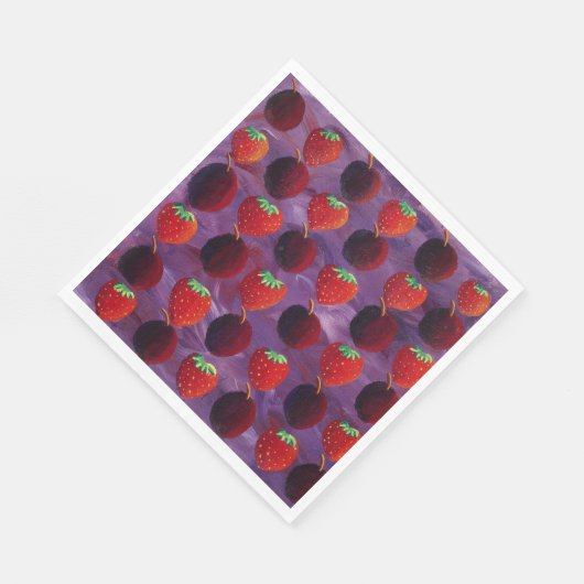 Aardbeien en pruimen rood fruit servet (Hoek)