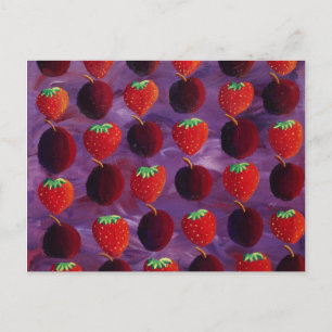 Aardbeien en Pruimen Schilderij Briefkaart