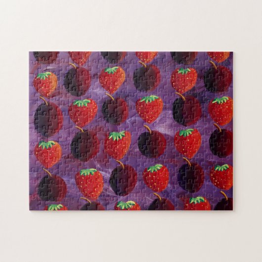 Aardbeien en Pruimen Schilderij Legpuzzel (Horizontaal)