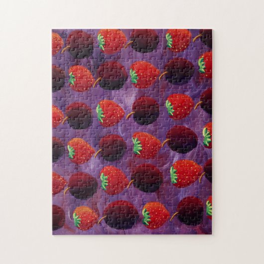 Aardbeien en Pruimen Schilderij Legpuzzel (Verticaal)