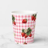 Aardbeien en rode geruite schattige papieren beker (Achterkant)
