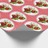 Aardbeien en Rode Gingham Cadeaupapier (Hoek)