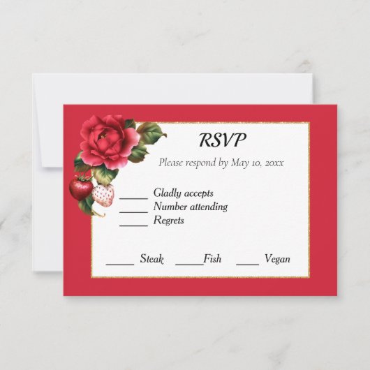aardbeien en rode rozen Rsvp (Voorkant)