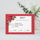 aardbeien en rode rozen Rsvp (Staand voorkant)
