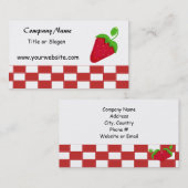 Aardbeien en Rood- en witcontroles Visitekaartje (Voorkant / Achterkant)