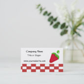 Aardbeien en Rood- en witcontroles Visitekaartje (Staand voorkant)