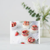 aardbeien en room briefkaart (Staand voorkant)