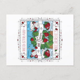 aardbeien en room/Briefkaart Feestdagenkaart