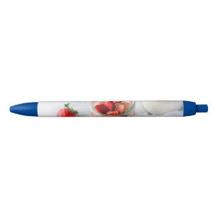 aardbeien en room zwarte inkt pen