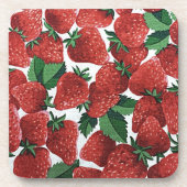 Aardbeien en roompatroon bier onderzetter (Voorkant)