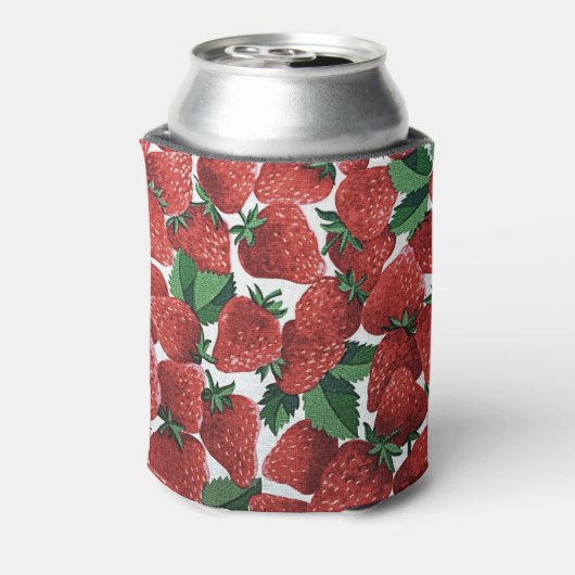 Aardbeien en roompatroon blikjeskoeler (Blikje Achterkant)