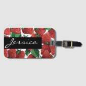 Aardbeien en roompatroonmoderne bagagelabel (Voorkant (horizontaal))