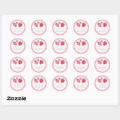 Aardbeien en Roze cheques Retouradres Ronde Sticker (Vel)