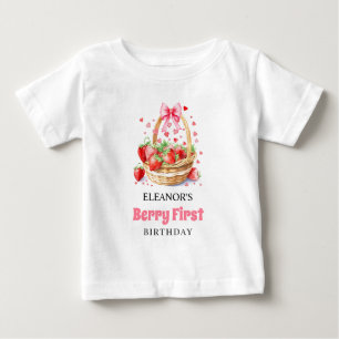 Aardbeien en roze strik Berry Eerste Verjaardag