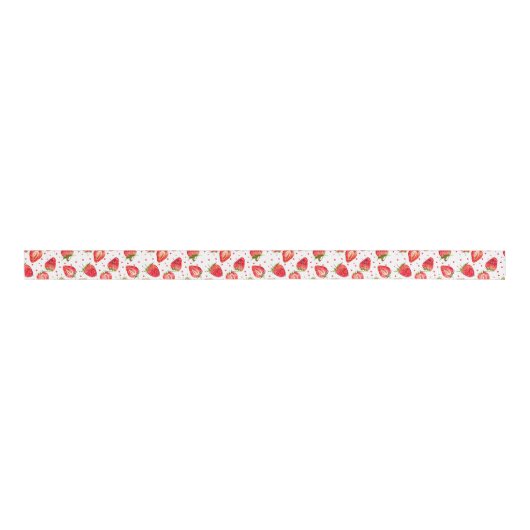 Aardbeien en stippen patroon grosgrain lint (Voorkant)